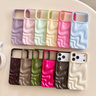 Auramma Collections Avant Basic Minimalist Aesthetic Glossy Finish Fuchsia 3D Ripples Surface Style Soft TPU Case iPhone 17 16 15 14 13 Pro Max Air