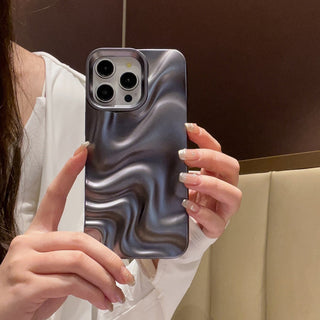 Auramma Collections Avant Basic Minimalist Aesthetic Matte Black Finish 3D Ripples Style Soft TPU iPhone 16 15 14 13 12 Pro Max Case