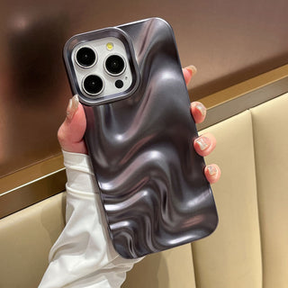 Auramma Collections Avant Basic Minimalist Aesthetic Matte Black Finish 3D Ripples Style Soft TPU iPhone 16 15 14 13 12 Pro Max Case