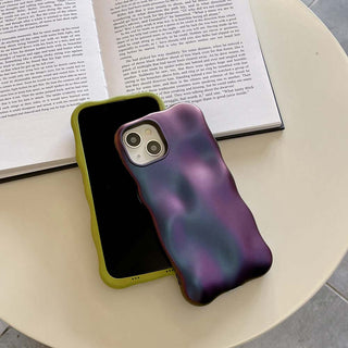 Auramma Collections Avant Basic Minimalist Aesthetic Glossy Silver Matte Blue Black White Radiant Purple Green Beige Yellow Wavy Edge 3D Bubbles Style Soft TPU Case iPhone 14 13 12 11 Pro Max