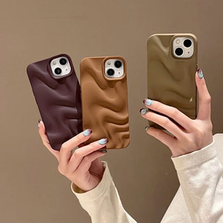 Auramma Collections Avant Basic Minimalist Aesthetic Black Brown Khaki Wine Gray Matte Finish 3D Ripples Style Soft TPU iPhone 17 16 15 14 13 12 11 Pro Max Case