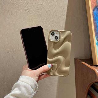 Auramma Collections Avant Basic Minimalist Aesthetic Black Brown Khaki Wine Gray Matte Finish 3D Ripples Style Soft TPU iPhone 17 16 15 14 13 12 11 Pro Max Case