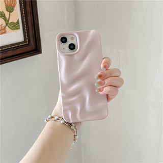 Auramma Collections Avant Basic Minimalist Aesthetic White Dusty Pink Purple Green Blue Matte Finish 3D Ripples Style Soft TPU iPhone 17 16 15 14 13 12 11 Pro Max Case