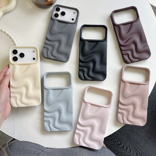 Auramma Collections Avant Basic Minimalist Aesthetic Matte Finish White Blue Dusty Pink Wine Red Gray Black 3D Ripples Style Soft TPU Case iPhone 17 16 15 14 13 12 Pro Max