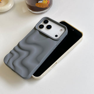 Auramma Collections Avant Basic Minimalist Aesthetic Matte Finish White Blue Dusty Pink Wine Red Gray Black 3D Ripples Style Soft TPU Case iPhone 17 16 15 14 13 12 Pro Max