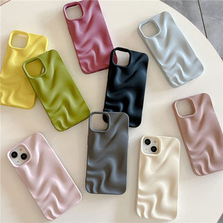 Auramma Collections Avant Basic Minimalist Aesthetic White Dusty Pink Purple Green Blue Matte Finish 3D Ripples Style Soft TPU iPhone 17 16 15 14 13 12 11 Pro Max Case