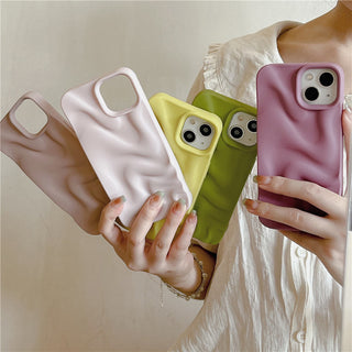 Auramma Collections Avant Basic Minimalist Aesthetic White Dusty Pink Purple Green Blue Matte Finish 3D Ripples Style Soft TPU iPhone 17 16 15 14 13 12 11 Pro Max Case