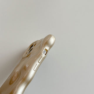 Auramma Collections Avant Basic Minimalist Aesthetic Glossy Pearl Champagne Sparkling Wavy Edge 3D Bubbles Style Soft TPU Case iPhone 15 14 13 12 11 Pro Max Plus