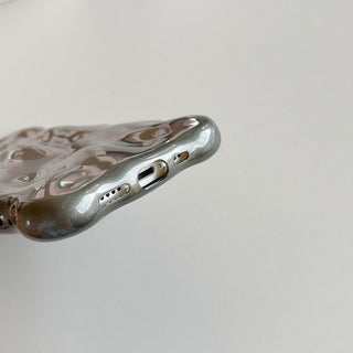 Auramma Collections Avant Basic Minimalist Aesthetic Pearl Grey Gray Sparkling Finish Wavy Edge 3D Bubbles Style Soft TPU Case iPhone 15 14 13 12 11 Pro Max Plus