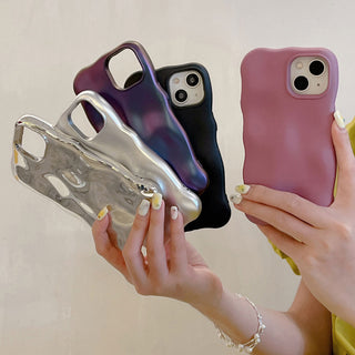 Auramma Collections Avant Basic Minimalist Aesthetic Glossy Silver Matte Blue Black White Radiant Purple Green Beige Yellow Wavy Edge 3D Bubbles Style Soft TPU Case iPhone 14 13 12 11 Pro Max