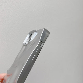 Auramma Collections Avant Basic Minimalist Aesthetic Matte Silver Chrome Finish 3D Ripples Style Soft TPU iPhone 17 16 15 14 13 12 Pro Max Case