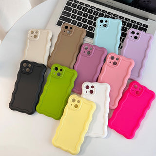 Auramma Collections Avant Basic Minimalist Aesthetic Matte Wavy Edge Pastel Off White Black Green Yellow Coffee Baby Blue Pink Light Dark Purple Fuchsia Soft TPU Case iPhone 14 13 12 Pro Max