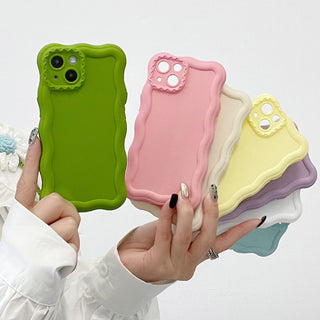 Auramma Collections Avant Basic Minimalist Aesthetic Matte Wavy Edge Pastel Off White Black Green Yellow Coffee Baby Blue Pink Light Dark Purple Fuchsia Soft TPU Case iPhone 14 13 12 Pro Max
