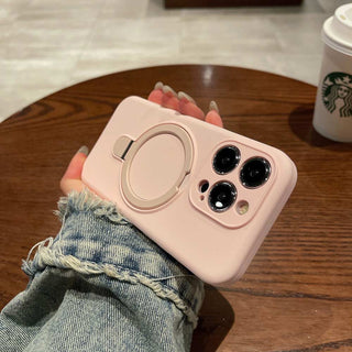 Auramma Collections Avant Basic Minimalist Aesthetic Practical Plain Yellow Dusty Pink Baby Blue Mint Lavender Purple Off White MagSafe Compatible Built In Stand Silicone Case iPhone 16 15 14 13 12 Pro Max Plus