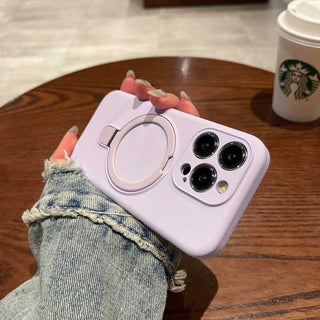 Auramma Collections Avant Basic Minimalist Aesthetic Practical Plain Yellow Dusty Pink Baby Blue Mint Lavender Purple Off White MagSafe Compatible Built In Stand Silicone Case iPhone 16 15 14 13 12 Pro Max Plus