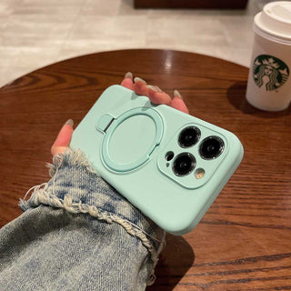 Auramma Collections Avant Basic Minimalist Aesthetic Practical Plain Yellow Dusty Pink Baby Blue Mint Lavender Purple Off White MagSafe Compatible Built In Stand Silicone Case iPhone 16 15 14 13 12 Pro Max Plus