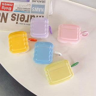 Auramma Collections Avant Basic Minimalist Aesthetic Summer Candy Color Yellow Purple Blue Green Pink Wavy Edge Soft TPU Case AirPods 1 2 3 Pro