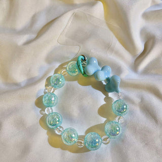 Auramma Collections Avant Basic Pastel Purple Blue Yellow Pink Mixed Colors Glitter Bead Bracelet Phone Charm
