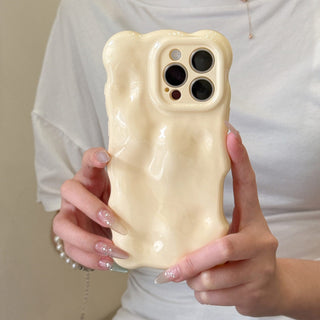 Auramma Collections Avant Basic Pastel Butter Yellow Color 3D Bubbles Soft TPU Case iPhone 17 16 15 14 13 12 11 Pro Max Plus Air