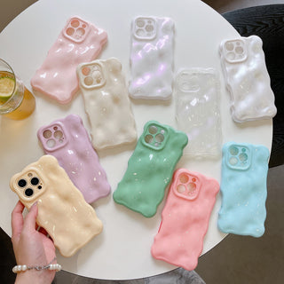 Auramma Collections Avant Basic Pastel Butter Yellow Color 3D Bubbles Soft TPU Case iPhone 17 16 15 14 13 12 11 Pro Max Plus Air