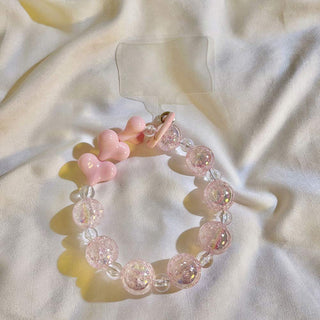 Auramma Collections Avant Basic Pastel Purple Blue Yellow Pink Mixed Colors Glitter Bead Bracelet Phone Charm