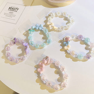 Auramma Collections Avant Basic Pastel Purple Blue Yellow Pink Mixed Colors Glitter Bead Bracelet Phone Charm