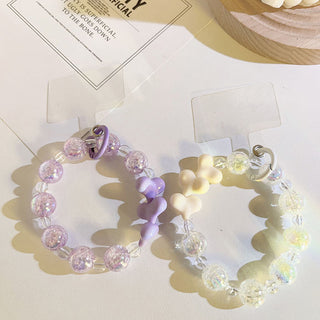 Auramma Collections Avant Basic Pastel Purple Blue Yellow Pink Mixed Colors Glitter Bead Bracelet Phone Charm