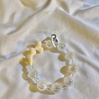 Auramma Collections Avant Basic Pastel Purple Blue Yellow Pink Mixed Colors Glitter Bead Bracelet Phone Charm