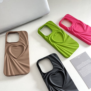 Auramma Collections Avant Basic Plain Color Black Grey Fuchsia Green Coffee White Matte 3D Swirl Heart Soft TPU Case iPhone 16 15 14 13 12 11 Pro Max
