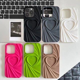 Auramma Collections Avant Basic Plain Color Black Grey Fuchsia Green Coffee White Matte 3D Swirl Heart Soft TPU Case iPhone 16 15 14 13 12 11 Pro Max