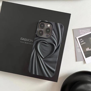 Auramma Collections Avant Basic Plain Color Black Grey Fuchsia Green Coffee White Matte 3D Swirl Heart Soft TPU Case iPhone 16 15 14 13 12 11 Pro Max
