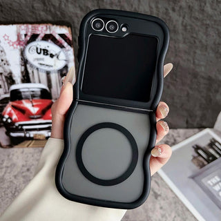 Auramma Collections Avant Basic Plain Frosted Wavy Bumper Pink Fuchsi Gray Purple Black Brown MagSafe Soft TPU Case Samsung Z Flip 6 5 4 3