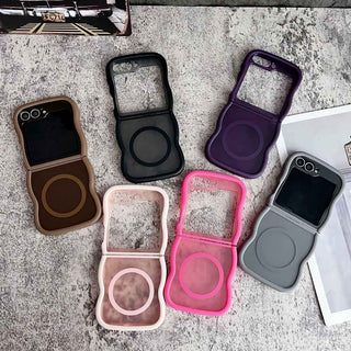 Auramma Collections Avant Basic Plain Frosted Wavy Bumper Pink Fuchsi Gray Purple Black Brown MagSafe Soft TPU Case Samsung Z Flip 6 5 4 3