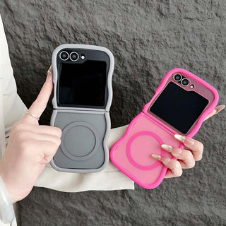 Auramma Collections Avant Basic Plain Frosted Wavy Bumper Pink Fuchsi Gray Purple Black Brown MagSafe Soft TPU Case Samsung Z Flip 6 5 4 3