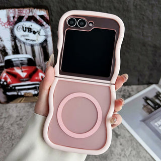 Auramma Collections Avant Basic Plain Frosted Wavy Bumper Pink Fuchsi Gray Purple Black Brown MagSafe Soft TPU Case Samsung Z Flip 6 5 4 3