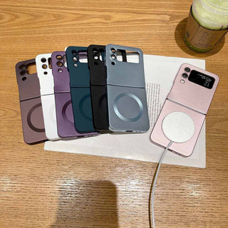 Auramma Collections Avant Basic Simple Metallic Plain Color Pink Blue Black Green Purple White Brown MagSafe Compatible Soft TPU Case Samsung Z Flip 6 5 4 3