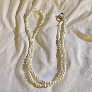 Auramma Collections Avant Basic Soft Girly Princess Core Aesthetic Black White Pearl Clear Silver Bead Crossbody Phone Lanyard