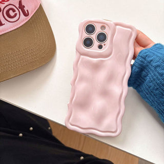 Auramma Collections Avant Basic 3D Meteorite Style Surface Wavy Edge Glossy Butter Yellow Sakura Pink Green Coffee Brown White Wine Red Purple Metallic Black Gold Silver Blue Pink Soft TPU Case iPhone 17 16 15 14 13 12 Pro Max Plus Air 16e