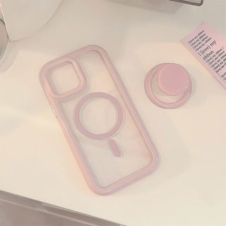 Auramma Collections Avant Basic Soft Minimalist Pastel Purple Green Pink Brown White Black Fuchsia Frame Bumper MagSafe Soft TPU Case Matching Magnetic Grip Set iPhone 16 15 14 13 12 Pro Max Plus