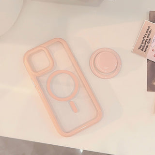 Auramma Collections Avant Basic Soft Minimalist Pastel Purple Green Pink Brown White Black Fuchsia Frame Bumper MagSafe Soft TPU Case Matching Magnetic Grip Set iPhone 16 15 14 13 12 Pro Max Plus