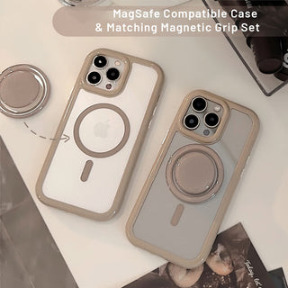 Auramma Collections Avant Basic Soft Minimalist Pastel Purple Green Pink Brown White Black Fuchsia Frame Bumper MagSafe Soft TPU Case Matching Magnetic Grip Set iPhone 16 15 14 13 12 Pro Max Plus