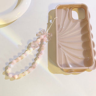 Auramma Collections Avant Basic Sweet Girl pastel Macaron Candy Color Bead Pink Clear Bow Heart String Phone Charm