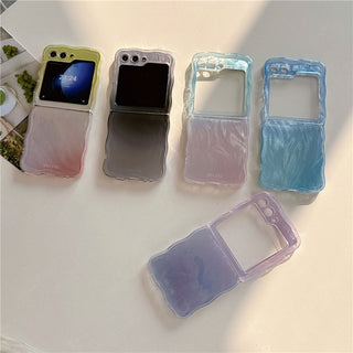 Auramma Collections Avant Basic Wavy Edge Feather Brush Stroke Gradient Color Yellow Pink Blue Purple Black Soft TPU Case Samsung Z Flip 6 5 4 3