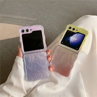 Auramma Collections Avant Basic Wavy Edge Feather Brush Stroke Gradient Color Yellow Pink Blue Purple Black Soft TPU Case Samsung Z Flip 6 5 4 3
