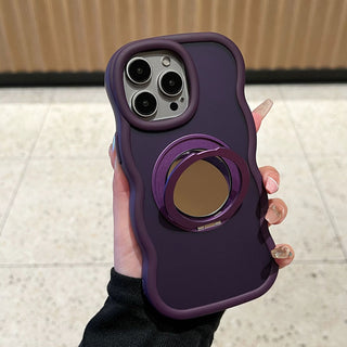 Auramma Collections Avant Basic Wavy Black Gray Purple Pink Mirror Built-In Stand MagSafe Soft TPU Case For iPhone 15 14 13 12 Pro Max Plus Mini