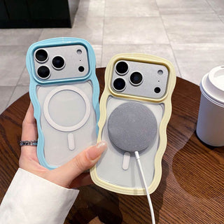 Auramma Collections Clear Colorful Wavy Bumper Pink Purple Blue White Black MagSafe Compatible Soft TPU Case iPhone 17 16 15 14 13 12 11 Pro Max Plus Air