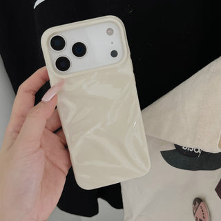 Auramma Collections Cool Aesthetic Glossy Baby Pink Blue Taupe Gray Wine 3D Crinkles Style Soft TPU Case iPhone 17 16 15 14 13 12 Pro Max Air