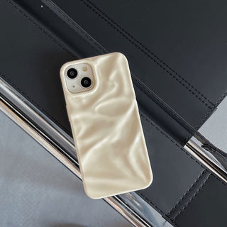 Auramma Collections Cool Aesthetic Glossy Fuchsia Pink Cream White Light Blue Taupe Brown 3D Crinkly Texture Surface Style Soft TPU Case iPhone 17 16 15 14 13 12 11 Pro Max Plus Air
