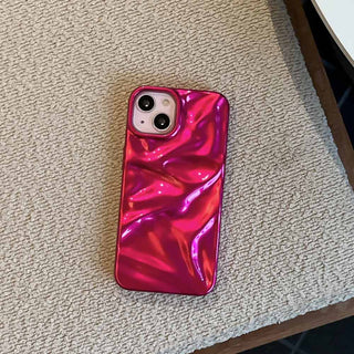 Auramma Collections Cool Aesthetic Glossy Fuchsia Pink Cream White Light Blue Taupe Brown 3D Crinkly Texture Surface Style Soft TPU Case iPhone 17 16 15 14 13 12 11 Pro Max Plus Air