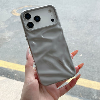 Auramma Collections Cool Aesthetic Glossy Baby Pink Blue Taupe Gray Wine 3D Crinkles Style Soft TPU Case iPhone 17 16 15 14 13 12 Pro Max Air
